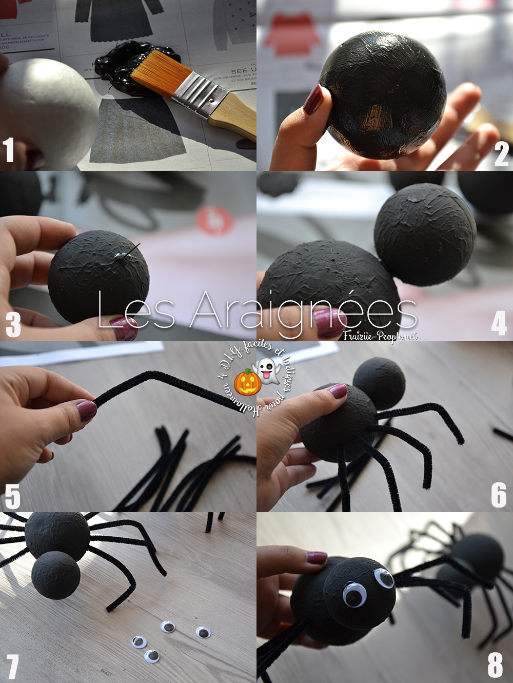étapes araignées, Quatre idées déco faciles et ludiques pour Halloween
